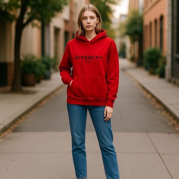 Givenchy Other - Givenchy Red Oversized Long Sleeve Hoodie Men’s S Women’s Large